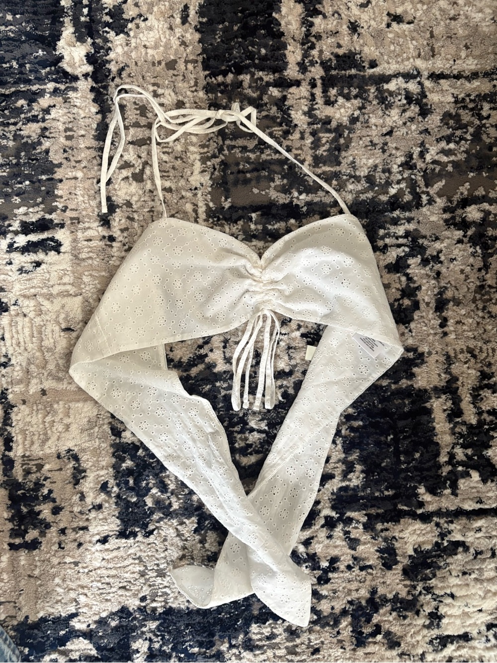 White Eyelet Halter Top